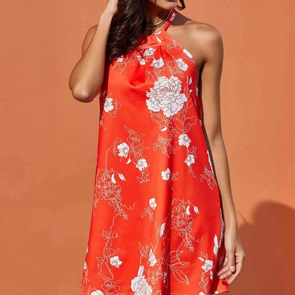 Floral mini halter dress size small